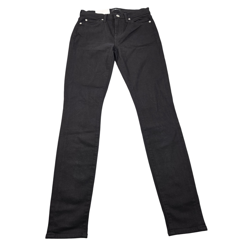 7 For All Mankind Gwenevere Skinny Jeans Womens 26 Black Mid Rise 7R015086